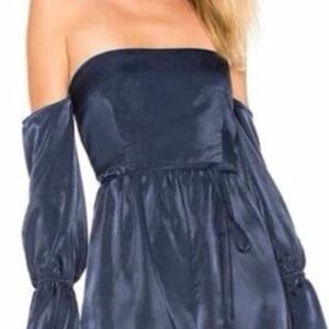 Lovers + Friends Navy Off-Shoulder Jumpsuit